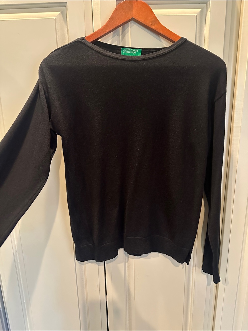 United Colors of Benetton Women's Black Cashmere Blend Crewneck Pullover